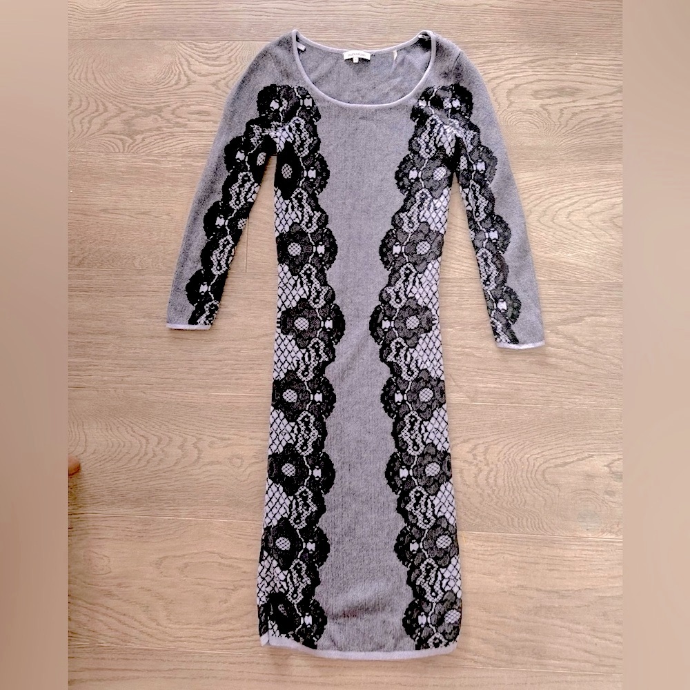 Knit Dress in Black and Grey XS